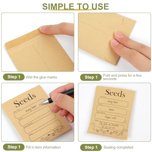 Seed Envelopes 156 Pack 3.15 x 4.72 Inches Kraft Self-Sealing Seed Storage Packets