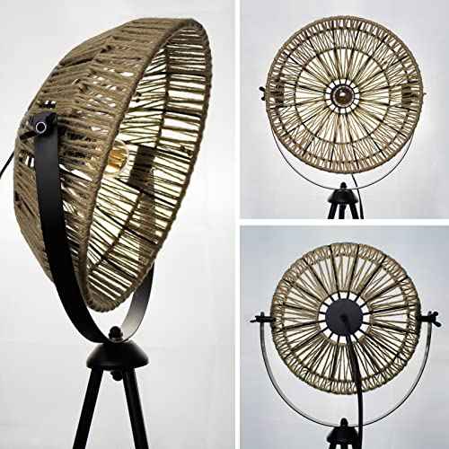 Tripod Floor Lamps Boho for Living Room Stunning Lighting Floor lamp Unusual Look Hand-Woven Hemp Rope Bowl Lampshade Adjustable Height Tripod for Table Lamp Standing lamp for bedrooms, Offices