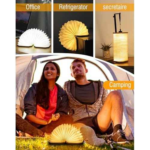 Originality Folding Accordion Lamp, Portable Wooden Desk Lamp, Japanese Gifts, Creative LED Paper Lantern with USB for Home Decoration(Walnut)