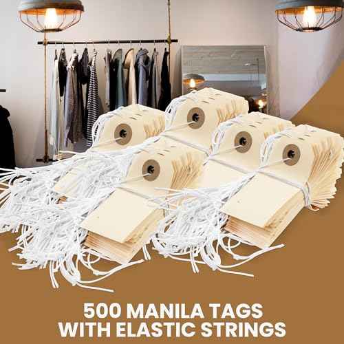 Perco Manila Shipping Tags #1 2 3/4¡± x 1 3/8¡± (7 x 3.5 cm) with Elastic, Box of 500