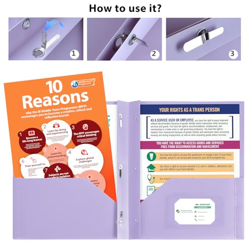 Habgp 5 Pack Pastel Plastic Pocket Folders with Prongs - 11x9.35 Inches, Color-Coded Office & School File Organizer (Variation of 1 set, 5 pcs)