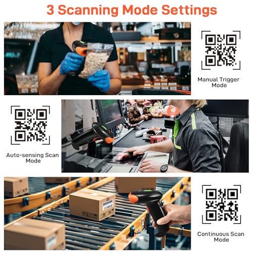 KUIIYER Bluetooth Barcode Scanner, Wireless 2D QR 1D Bar Code Scanners Handheld Barcode Reader with Updated 800 X 600 Pixel CMOS, Plug & Play for iPhone, Android, iPad, Tablet, PC Computers & POS