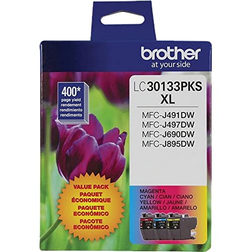 Brother High-Yield Color Ink Cartridges LC3013 3-Pack Cyan Magenta Yellow for MFC-J Series