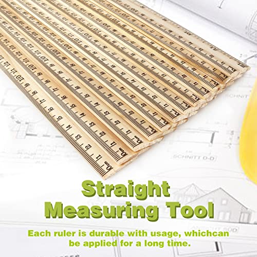 ZZTX 3 Pack Wooden Rulers 12 Inch (30 cm) Dual-Side Measuring Scales