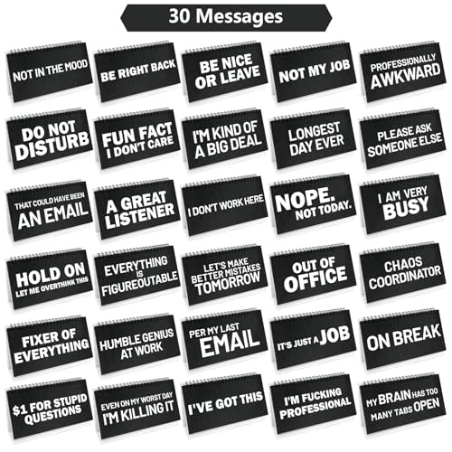 Funny Desk Signs - 30 Reusable Office Accessories for Coworkers, Gift Idea