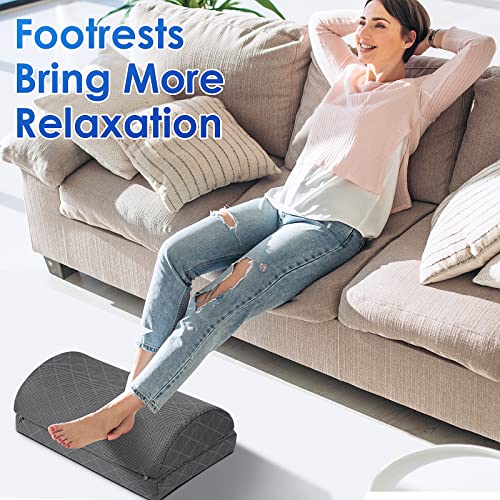 CushZone Grey Foot Rest Under Desk, Adjustable 2-Piece Ergonomic Support