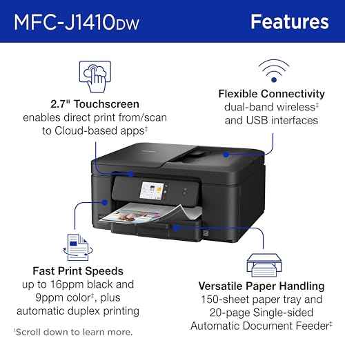 Brother Work Smart 1410 Wireless Color Inkjet All-in-One Printer with 2.7¡± Color Touchscreen and Automatic Duplex Printing | Includes Refresh Subscription Trial(1) (MFC-J1410DW)