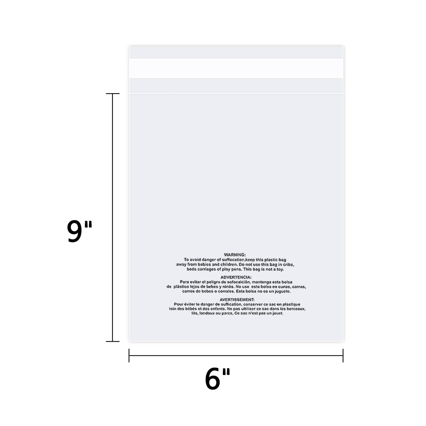 iMailer - 200 Count - 6" x 9" Small Clear Poly Bags with Suffocation Warning Self Seal 1.6 Mil for Clothing, Bakery, Gifts - Resealable Adhesive, Not Strong