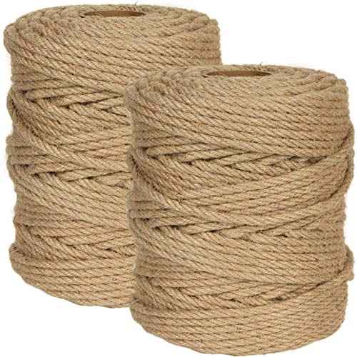 656 Ft x 6 MM Natural Jute Twine, 1/4¡± Heavy Duty Hemp Rope, 100% Natural Twisted Twine Hemp Rope for Cat Tree Tower,Strong Burlap Cord for DIY Crafts Gardening Hammock Home Decorating Gift Wrapping