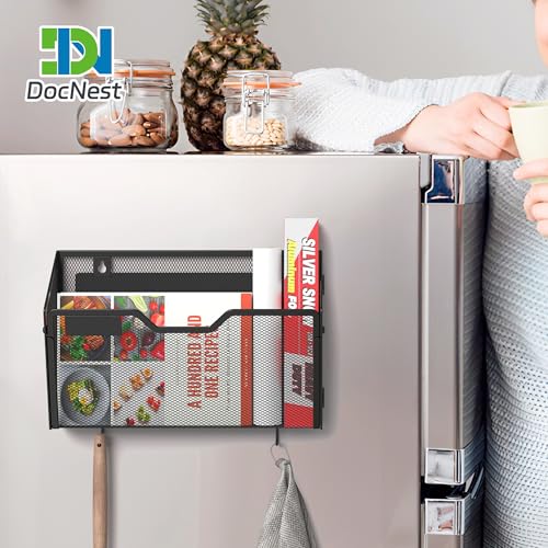 Docnest Magnetic Black 3-Pack Wall Mount Mesh File Holders - Dual-Mount Office Organizer