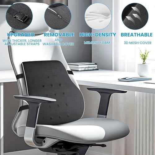 Lumbar Support Pillow for Office Chair, Office Home Essentials,Stocking Stuffers,Back Support Pillow for Car, Chair Cushions,Back Pain Relief Improve Posture,Mesh Cover Double Adjustable Straps