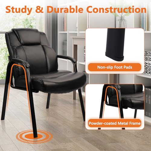 CLATINA Big & Tall 500 lb Leather Guest Chair, 2-Pack Reception Chairs with Cushioned Arm Rests