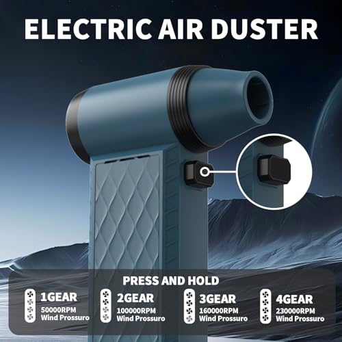 Compressed Air Duster-Leaf-Blow- Snow-Blow- 230000RPM Electric Duster with LED Light- mini Blower- Violent Fans- Jet Dry Blower- Pc dusters for Cleaning-Outdoor Making Fires Combustion