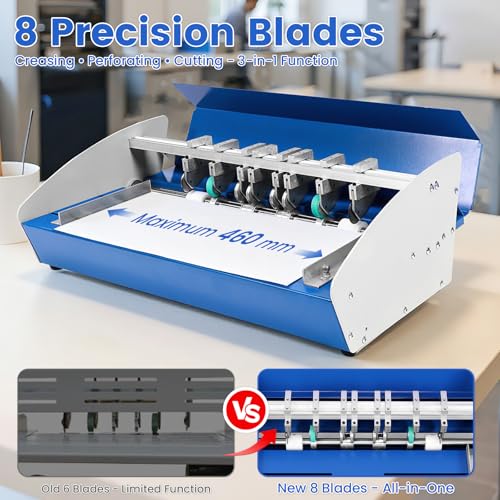 Electric Paper Creasing Machine 3-in-1 with Scale Ruler, Cutter & Perforator, 18 Inch Wide