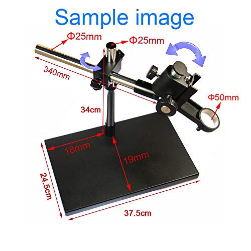 Heavy Duty Microscope Boom Stand with 50mm Lens Holder, Adjustable 3D Movement