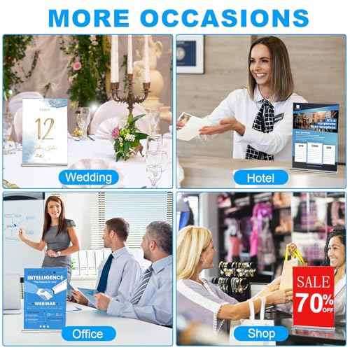 EHWINE Acrylic Sign Holder 8.5 x 11, 10 Pack Double-Sided Stand up Table Top Sign Holders, Clear Acrylic Picture Frame Menu Flyer Paper Holder Display Stand for Office Business Store Wedding Party