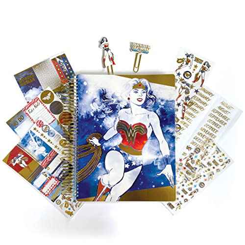 Paper House Productions DC Comics Wonder Woman 12 Month Undated Planner Set with Month and Event Flag Stickers and More!