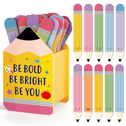 Pink Large Classroom Name Flip Sticks with Wooden Holder - 48 pcs Educational Student Tags