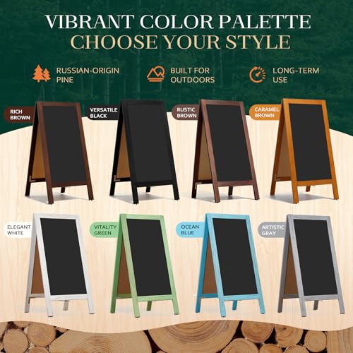 4 THOUGHT Black Double-Sided Magnetic Chalkboard 40x20 inch A-Frame Stand