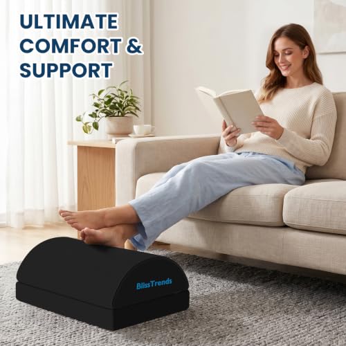 Black Adjustable Foot Rest Under Desk for Office Comfort - BlissTrends