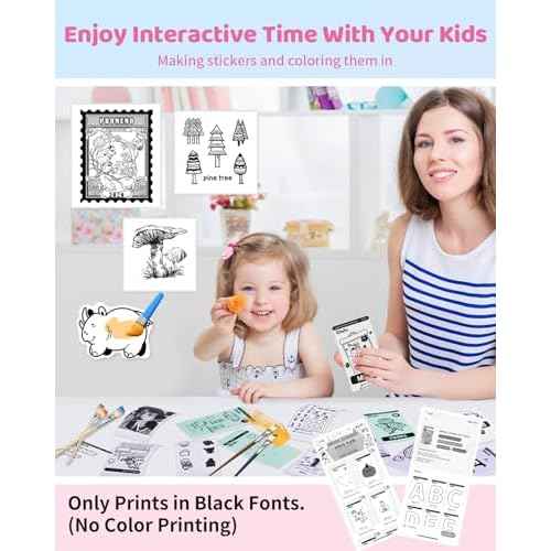 Mini Sticker Printer - T02 Mini Printer Sticker Maker, Print Pod Pocket Machine with 1 Roll Paper, Thermal Inkness Portable Sticky Note Maker for Journal, Photos, Notes, Diagrams