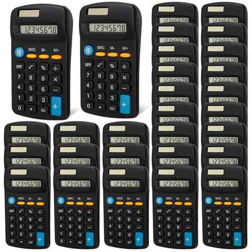 24 Pack Pocket Calculator,Mini Calculators,Pocket Size Basic Calculators,Solar Battery Dual Power Desktop Calculators,8 Digit Display Basic Calculator for Students Kids Home Office(Black)