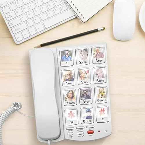 Large Button Phones for Seniors - Big Button Telephone with SOS Emergency Dial, Extra Loud Volume, Hearing Aid Compatible, Easy Operation for Elderly(Pictured_Key)