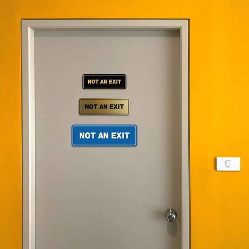 All Quality Standard Not an Exit Wall or Door Sign - Durable Material | Double-Sided Foam Tape | Silver - Small (10 Pack)