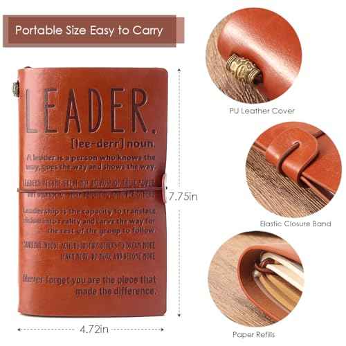 Eterfordista Leader Gifts Thank You Gifts for Boss Leader Mentor Supervisor PM Retirement Leaving Coworker Farewell Bosses Day Promotion Celebration Birthday Gift Leader Definition Leather Planners 6PCS