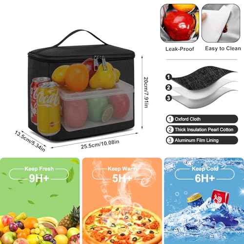 17.3 Inch Laptop Backpack Insulated Cooler Backpack with Lunch Box,Lunch Bookbag for Men Teens Boys School Work Picnic College Travel,Computer Bag Meal Prep with USB Charging Port,Black