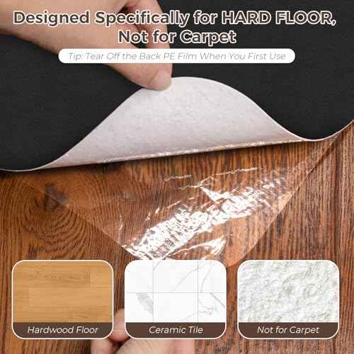Office Chair Mat for Hardwood Floor, 48" x 60" Desk Computer Chair Mat, Under Desk Rug, Large Anti-Slip Hard Floor Protector for Office Home, Black
