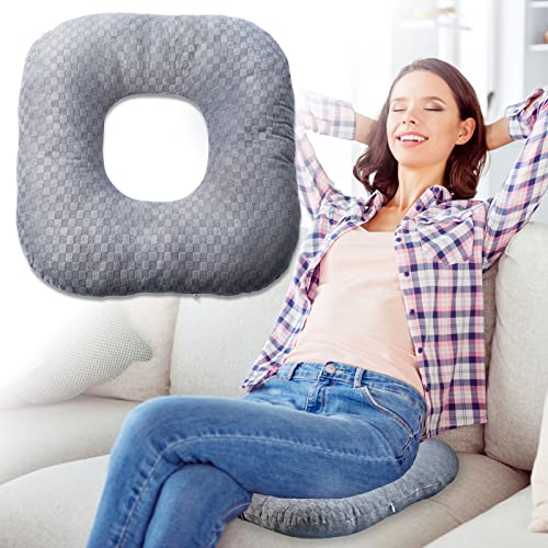 Vinban Donut Pillow for Tailbone Pain Grey – Hemorrhoid Seat Cushion with Non-Slip Velour Cover