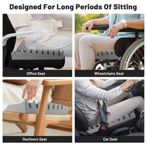 Egg Crate Seat Cushion Foam Pad ? Relieves Back, Sciatica, Tailbone & Hip Pressure for Long Sitting ? Ideal for Office Chair, Wheelchair, Recliner, Car Seat ? 18x16x4 Inch, Gray