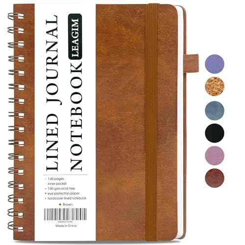 Lined Spiral Journal Notebook for Women & Men, College Ruled Hardcover Notebook for Work & Note Taking, Journals for Writing, 100 GSM, Business, School, 140 Pages, A5(5.8"x8.5") - Brown