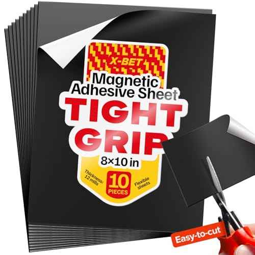 Strong Self-Stick Adhesive Magnetic Sheets 10 Pcs (8"x10"/20x25cm) ? Customizable Magnetic Paper for Photo, Magnet Stickers, Labels, Crafts; for Fridge, Lockers, Whiteboards, Office, Projects