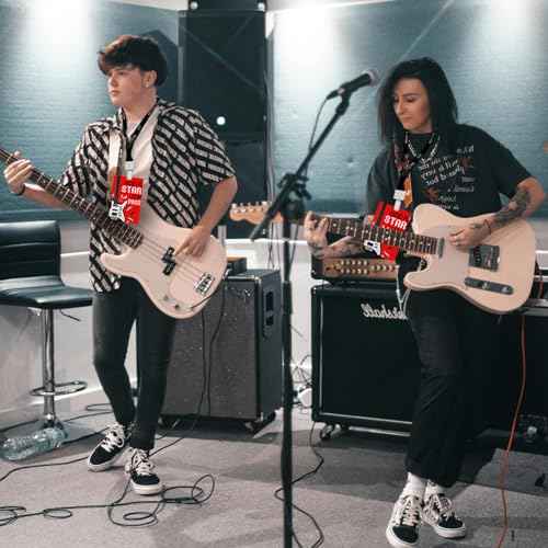 50 Pcs Rock Star Party Badge Rock PVC Card and Roll Party Badge Rock Star VIP Pass Lanyards for Rock Star Themed Birthday Party Supplies