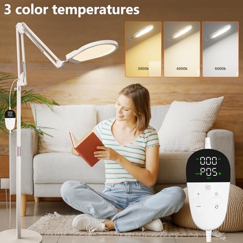 Light Therapy Lamp & Sun Lamp - 5 Adjustable Brightness,10000 Lux Shell Therapy Light Floor Lamp with Controllers/Timer for Living Room, Bedroom, Office