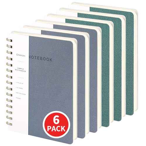 Lined Spiral Notebook College Ruled A5 Journal Book for Note Taking, 160 Pages Writing Journal for Office and Home School Supplies 5.75 x 8.125 inch (6pack-3Reefblue/3Green)