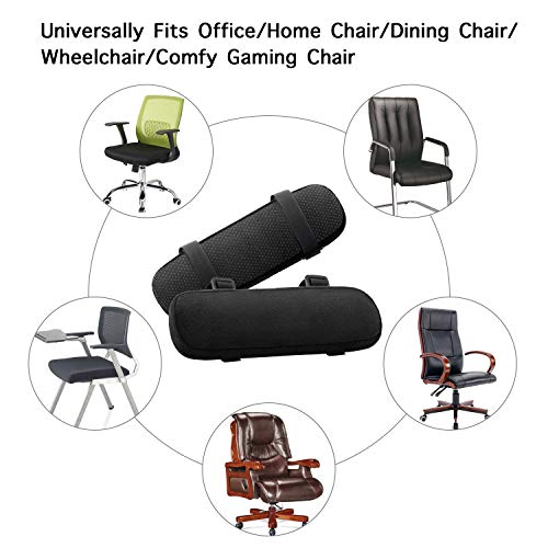 MOSISO Black Chair Armrest Pads – Memory Foam Elbow/Wrist Support, Universal Fit