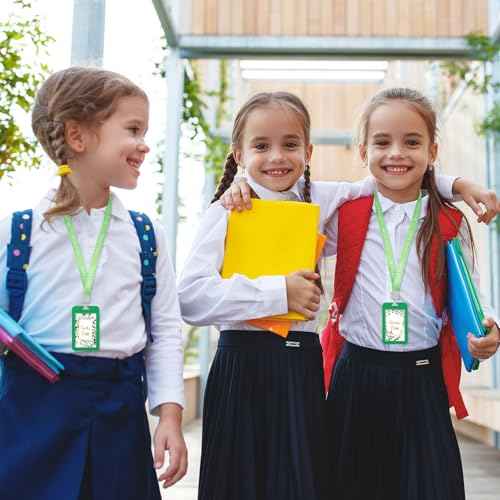 Ctosree 8 Set Eucalyptus Hall Pass Lanyards and School Passes Set Unbreakable PVC School Supplies Teacher Supplies for Classroom Elementary Middle Restroom Library Office, Green