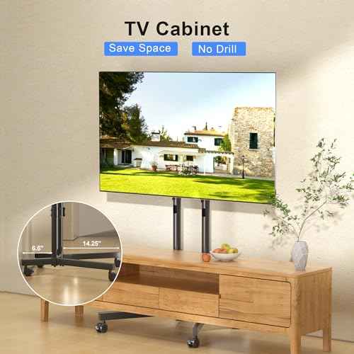 Mobile TV Stand with Wheels for Most 32-75 Inch Flat/Curved Screens TVs, Height Adjustable Rolling TV Cart Without Shelf, up to 88 lbs, Max VESA 600x400, ML70A