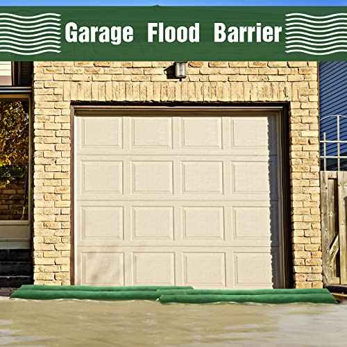 Threan 8 Pcs Long Canvas Sandbags for Flooding Sand Tube Bags Flood Protection Thickened Reusable Rain Wind Flood Barrier with Elastic Band Water Barrier Tube for Door Rain Control, Green (6ft)