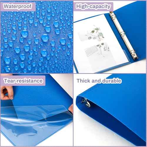CHENGU 12 Pieces 0.75 Inch Binders 3 Ring Holds 200 Sheets Paper 0.75 Inch Plastic Binder with Pocket Round 3 Ring Letter Size for School Office Supplies
