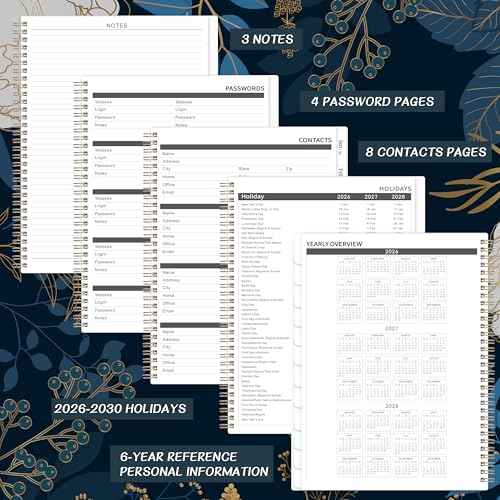 2026-2030 Monthly Planner - 5 Year Planner/Calendar 2026-2030, 11" x 9", 2026 Calendar Planner, Jan 2026 - Dec 2030, Tabs, Back Pocket, Holidays, Twin-Wire Binding, Note Pages