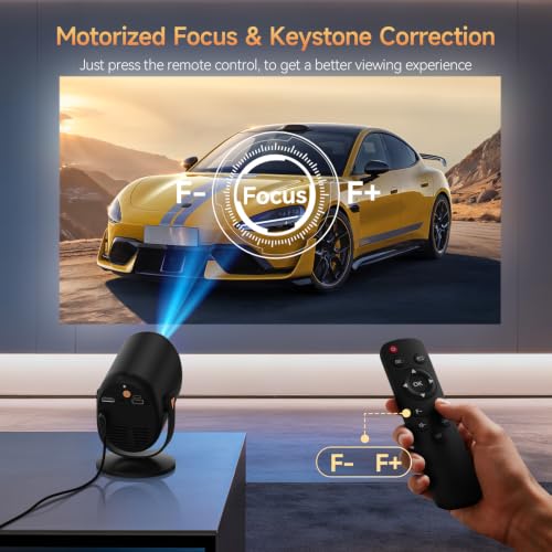Vamvo Black-Yellow Wifi & Bluetooth 1080P 4K Support Home Movie Projector