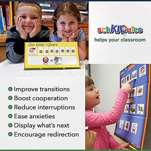 SchKIDules Magnetic Visual Schedule & Progress Chart for School, w/123 Magnets & a 2-Sided 18¡± Folding Board for Daily Schedules, Positive Behavioral Supports, Special Ed, Preschool, ADHD & Autism