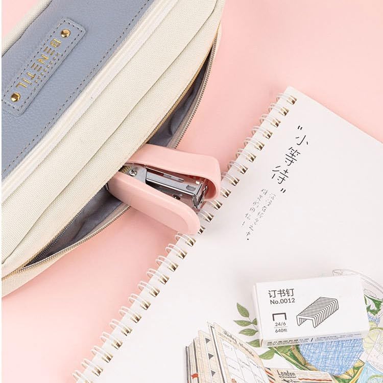 Pink Knamoda Mini Stapler with Staples - Cute Small Office & Desk Stapler (Pink)