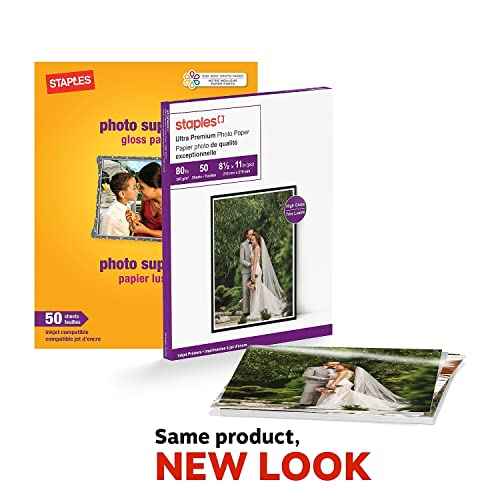Staples Ultra Premium Glossy Photo Paper, 8.5"W x 11"L, 50/Pack (19891-CC)