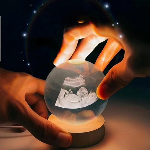 Bumpandlove Magic Sphere, Custom 3D Crystal Ball Ultrasound Digital Display, 3D Ultrasound Globe Esfera Personalizada Con Foto Y Luz, New Mom and Dad Gift