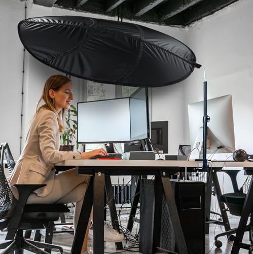 VSUNTENT Office Cubicle Shade Light Cover – Leaf Shape Anti-Glare Desk Shield (Black Leaf) with Clamp